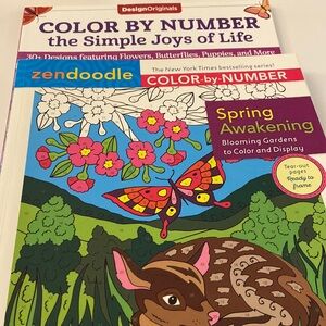 Two colour by number books, Spring Awakening and the Simple Joys of Life